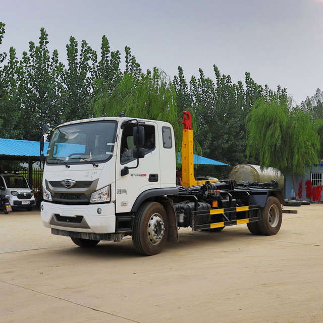 Futian 12 Cubic Hook Arm Garbage Truck